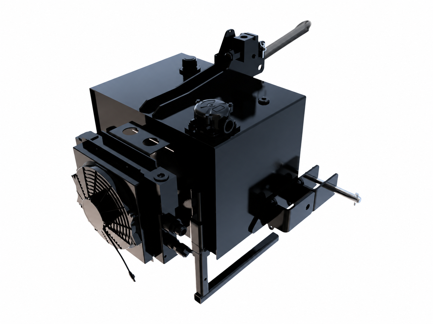Power Pack Hydraulic Power Unit logo-free product attachment in black and brand orange on white background