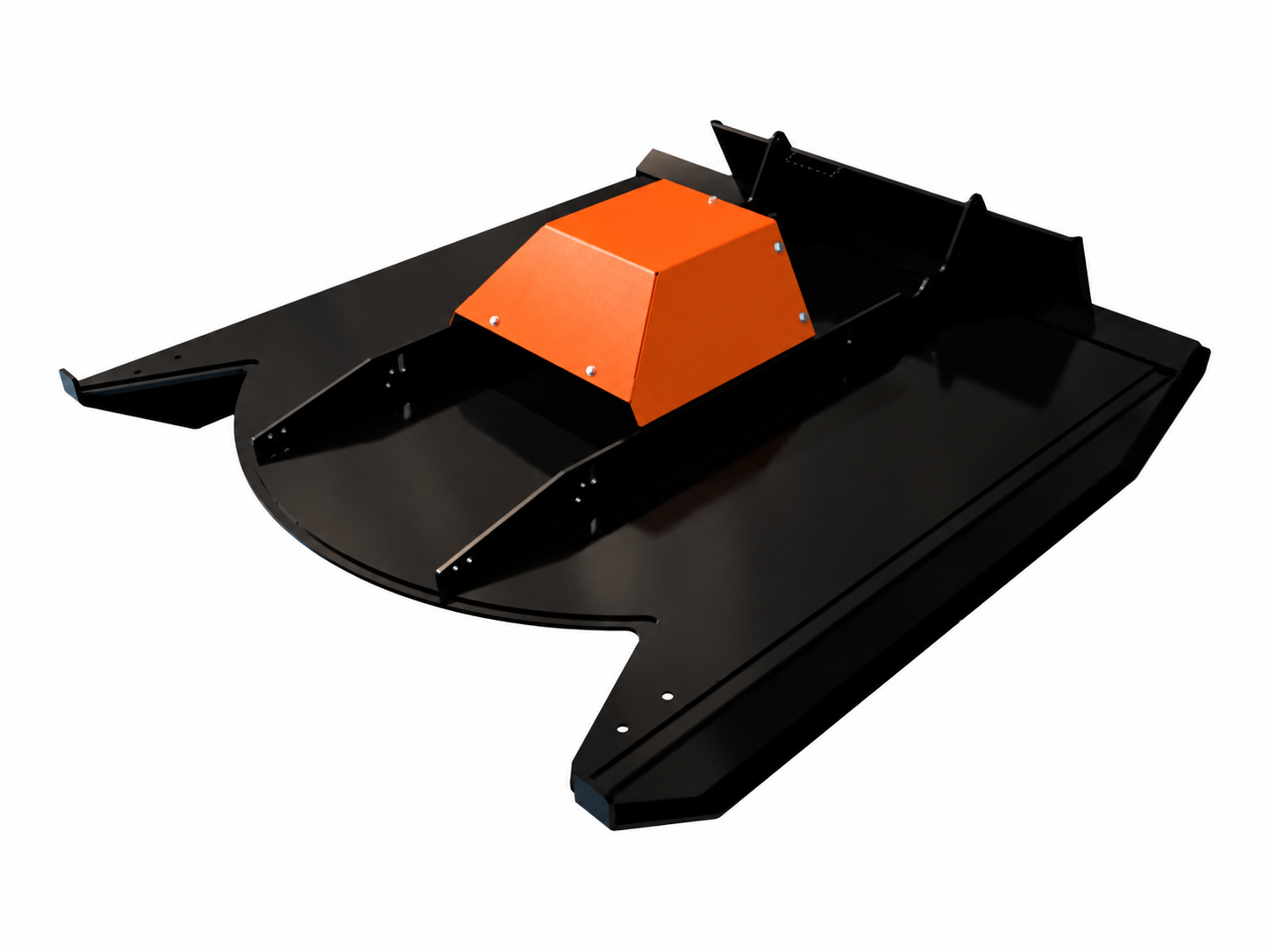 Skid Steer Brush Mower | Brush Cutter logo-free product attachment in black and brand orange on white background