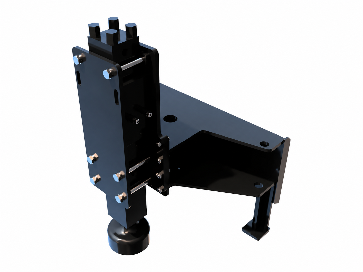 Skid Steer Post Driver logo-free product attachment in black and brand orange on white background