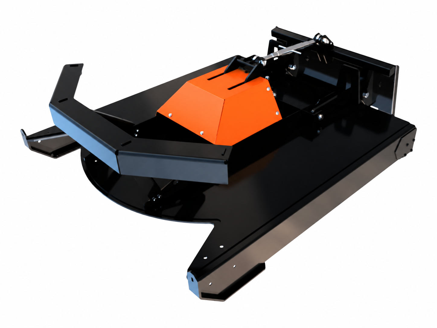 Skid Steer Rotary Brush Mower | Brush Cutter logo-free product attachment in black and brand orange on white background
